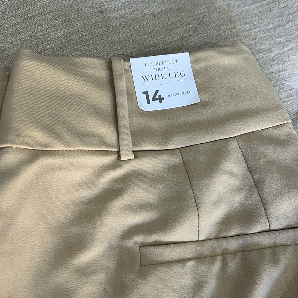 Lane Bryant 14 The Perfect Drape wide leg high rise trouser NWT tan